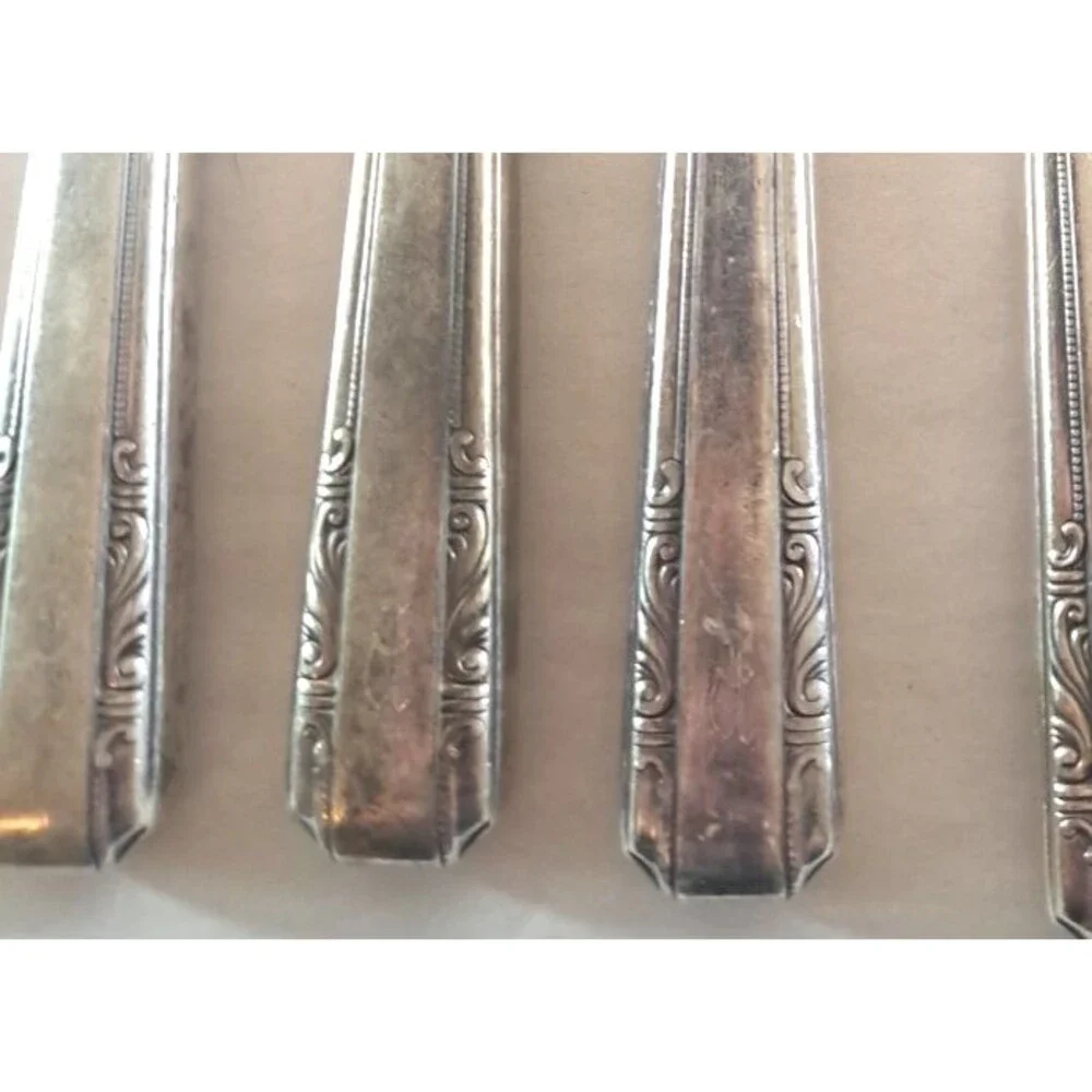 Wallace Personality Silverplate Flatware Monogrammed 43pc Art Deco 1938